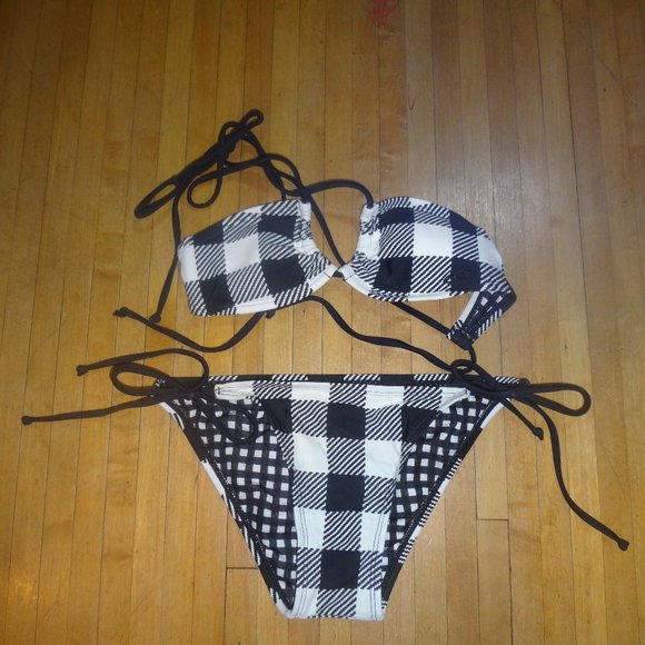 🆕 O'neill buffalo plaid checkers string Bikini XS/Small swimsuit beachwear - Picture 9 of 12